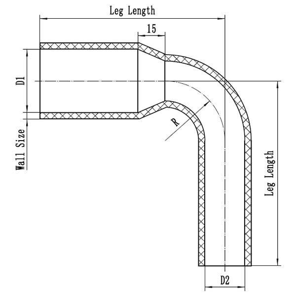 Raceworks SHE-090-200BE 90 Degree 2.0" Elbow Silicon Hose Pipe