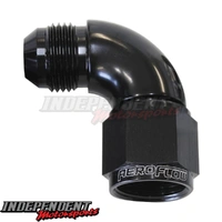 Universal - 90° Full Flow Female/Male Flare Swivel -6AN - AEROFLOW - AF543-06BLK