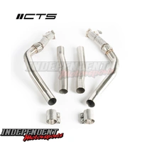 Audi C8 RS6 RS7 Performance 4.0T CTS Turbo 3" Stainless Steel Mid Pipes Resonator Delete Kit OE-Style Heat Shielding Reversible CTS-EXH-TP-0016