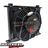 Universal - Engine Oil Cooler - Plate and Fin 280 x 256 x 37mm 28 Row With 9" Fan - PWR - PWO5933SP-K