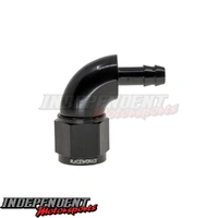 Raceworks AN-6 Female Swivel to 3/8" 9.5mm Barb 90 Degree Adapter Fitting Billet Aluminium Hardcoat Anodised Black RWF-413-06BK